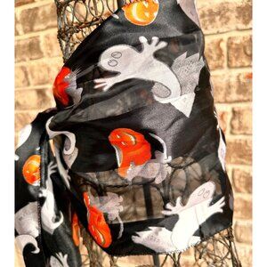 Halloween Scarf Black Gray Cat Ghosts Jack O Lantern Festive Spooky Deco…